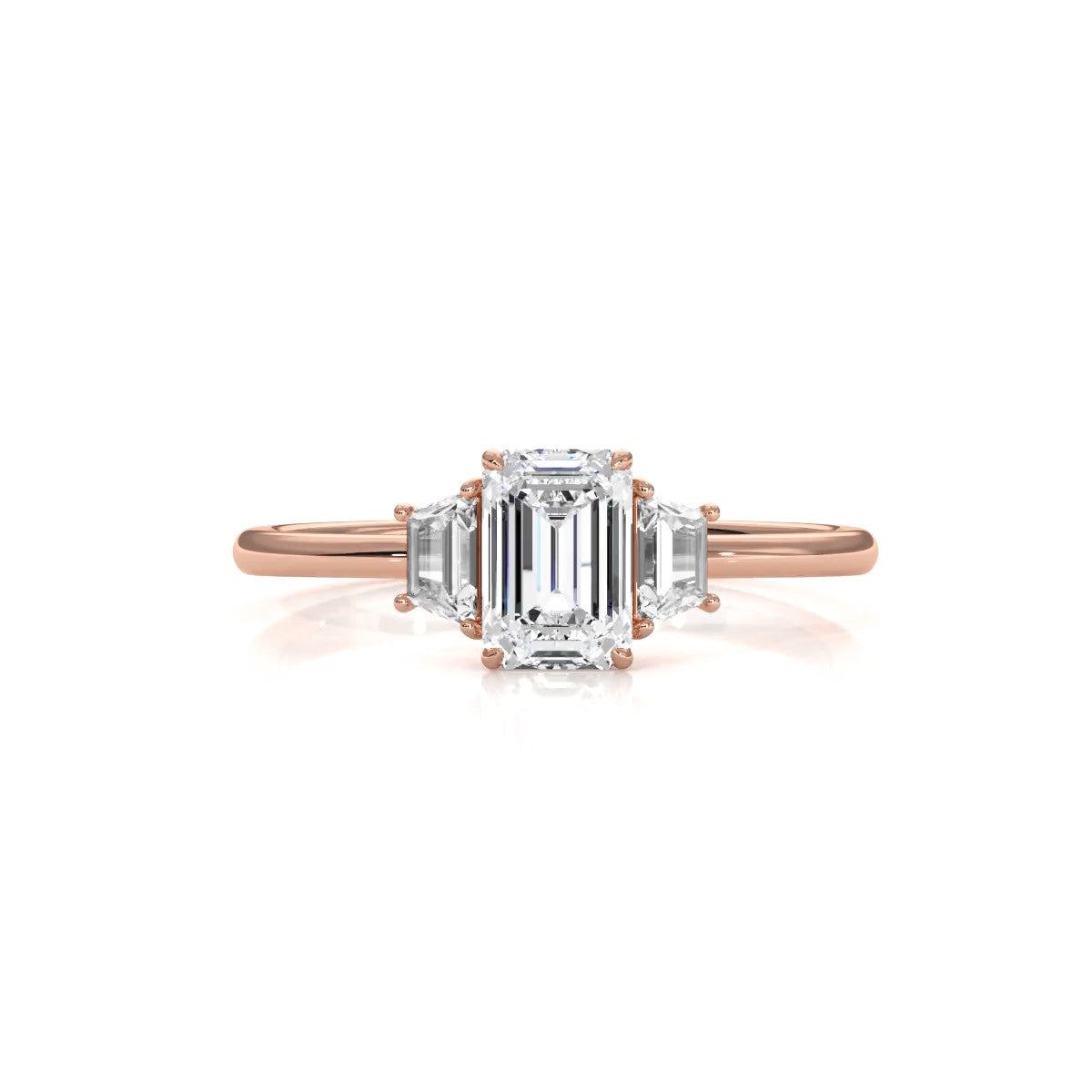 3 Stone Emerald Lab Grown Diamond Engagement Ring 0.84 Ctw.